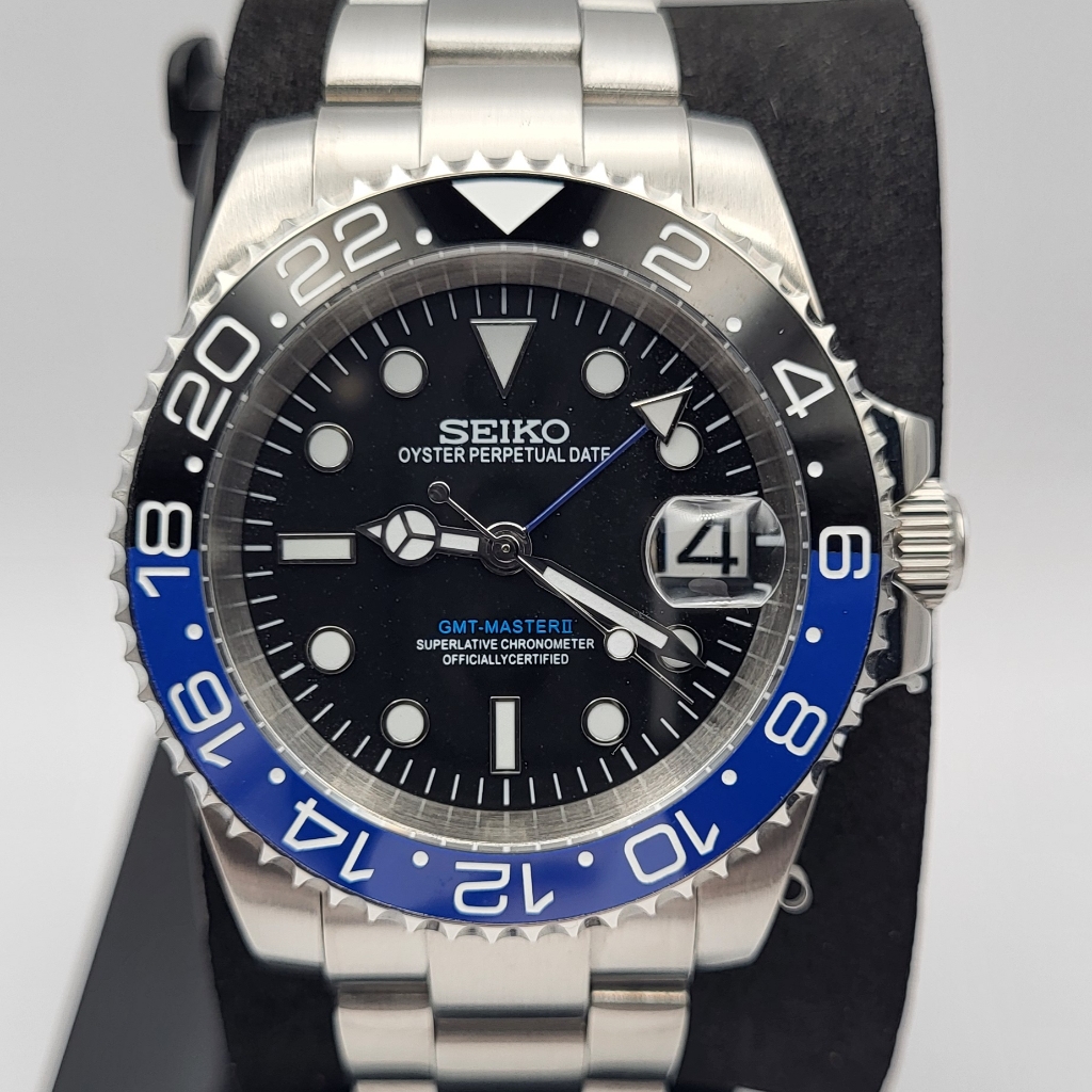 New Custom 40mm Seikomod Automatic Gmt Watch